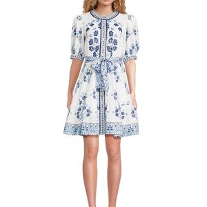 Floral Blue and White Dress